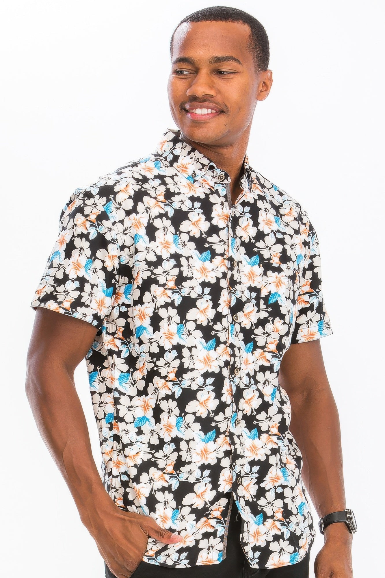 Mens Print Hawaiian Button Down Shirt - Zameel's Clothing & Apparel
