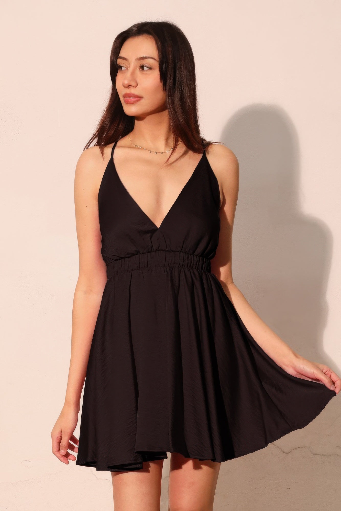 Washed Satin Crepe Cami Skater Dress - Zameel's Clothing & Apparel